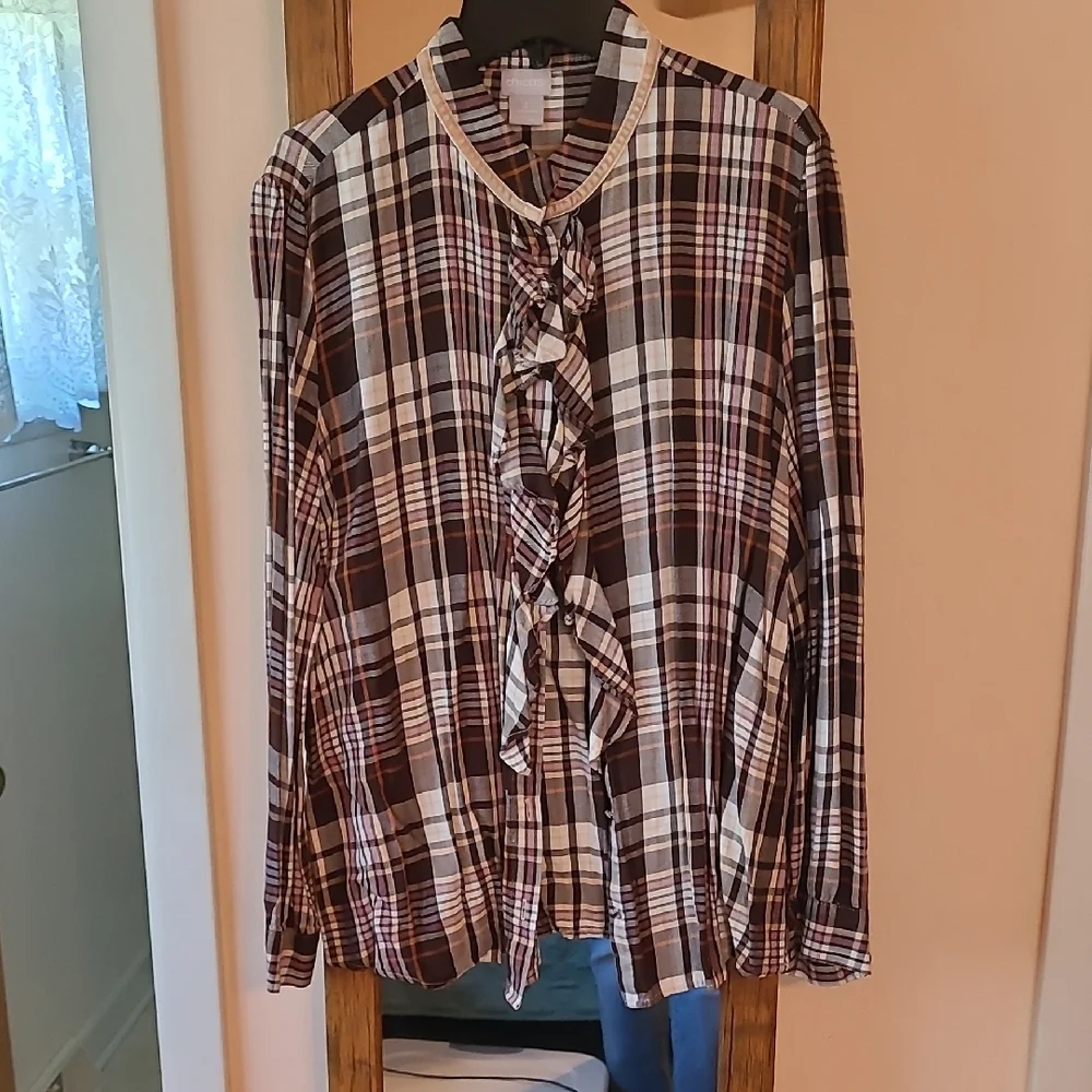 Plaid Ruffle Blouse - Picture 1 of 2